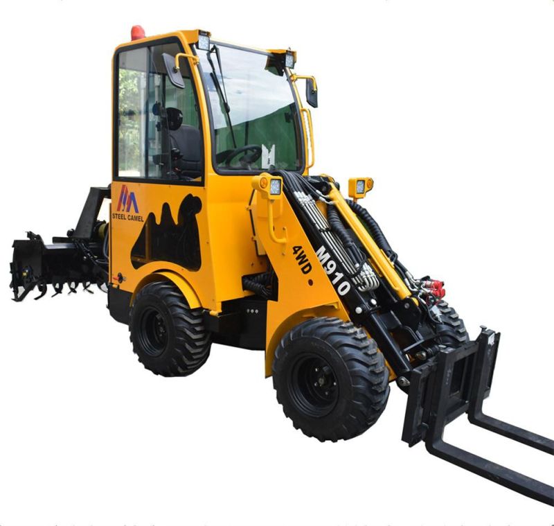 Ce 1000kg Small Turning Radius Mini Telescopic Boom Wheel Loader with Attachments Quick Hitch