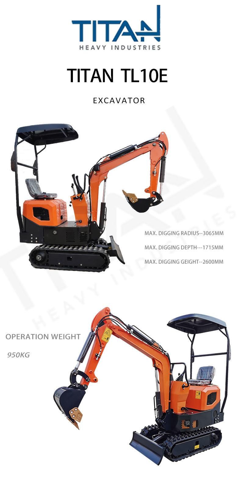 Factory Wholesale Titan TL10E Mini Small Compact Micro Crawler Excavator Pelle Bagger Digger grabber Thumb excavator digger with CE EPA Euro5 engine