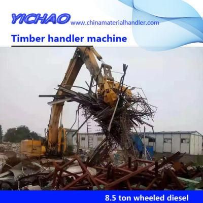 China Small 8500kg/8.5 Ton Wheeled Grapple Crane with Log Grapple/ Hydraulic Log Grab Crane / Excavator Grab Scrap Grapple Crane