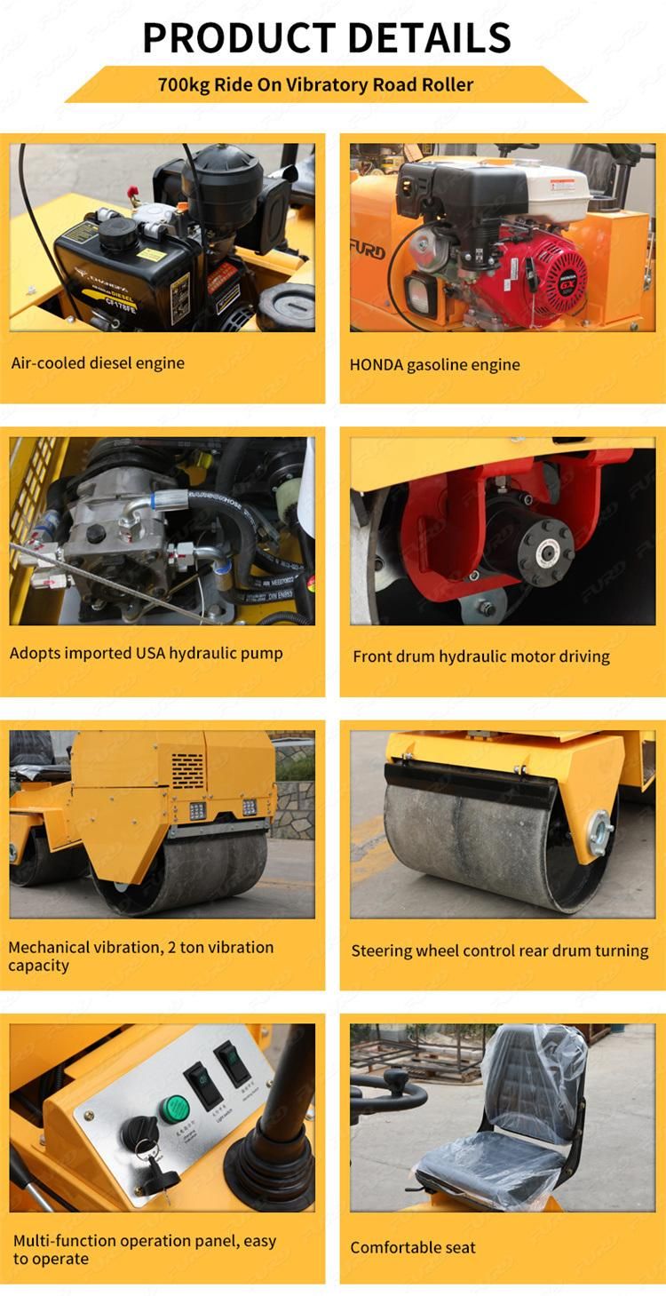 Self-Propelled Vibratory Road Roller Vibratory Soil Compactor Asphalt Roller Fyl-855