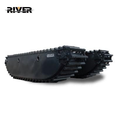 Wetland Excavator Hydraulic Pontoon Undercarriage Swamp Buggy Floating Pontoon Amphibious Excavator