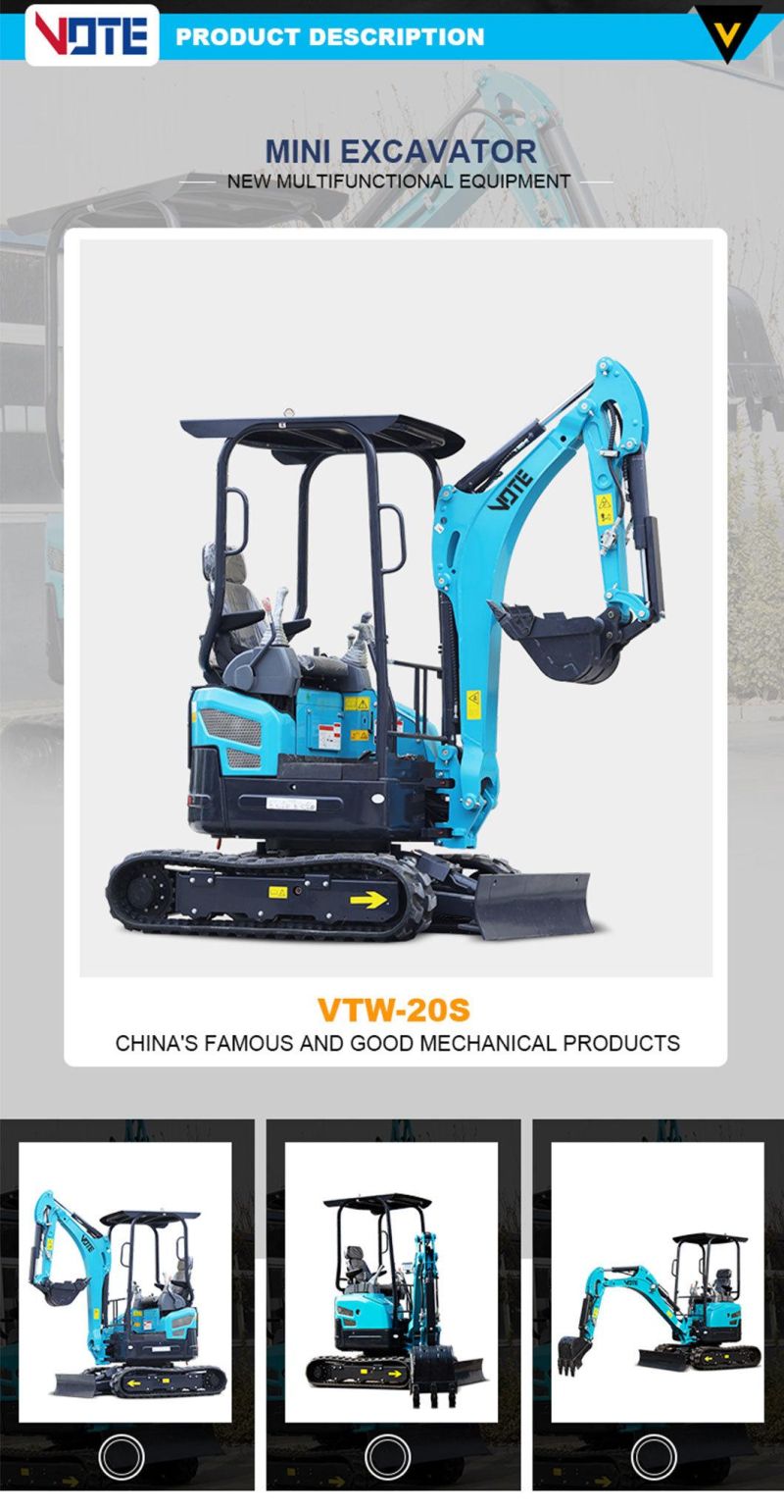 China 2.0 Ton Cheap Micro Digger Small Crawler Excavator Hydraulic Mini Excavator for Sale