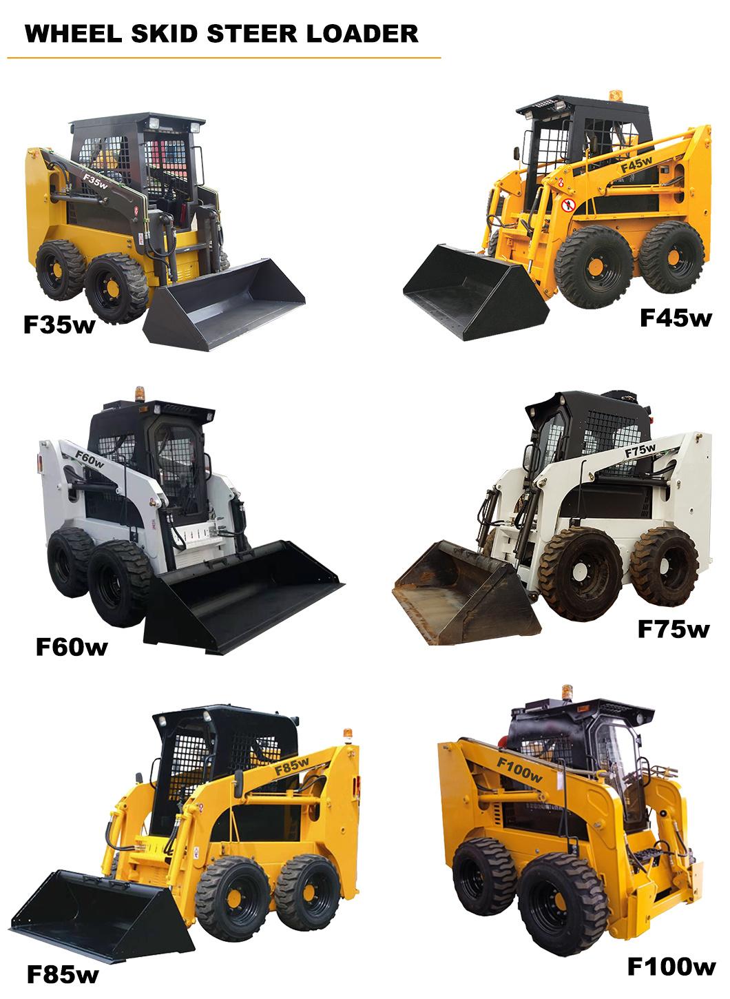 Skid Loader Crawler Skid Steer 850kg 1200kg 1.5 Ton Wheel Skid Steer Loader with Auger Hammer Forest Mulcher