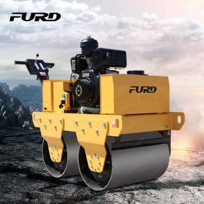 Double Drum Vibratory Roller Earth Compactor Machine Walk Behind Road Roller