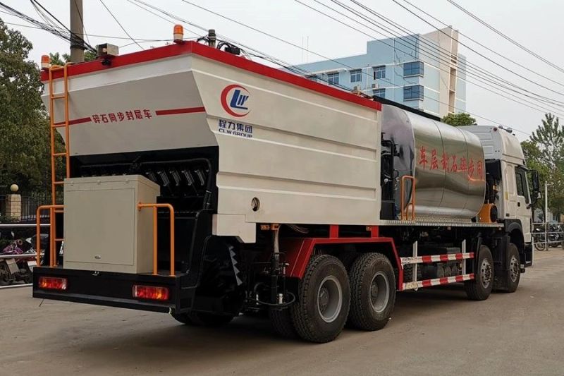 HOWO 6X4 8X4 Synchronous Chip Sealer Truck Bitumen Gravel Distribution Truck for Road Construction Paving Machinery Highway Maintenance