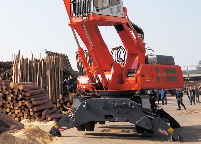 China BONNY BHW35-8 35 Ton Wheel Hydraulic Material Handler with Rotational Clamshell Grab