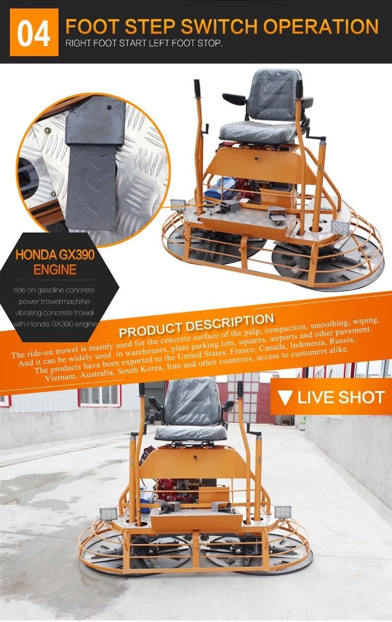 Rt-30A Ride on Power Trowel 13HP Floor Plastering Machine Power Trowel Concrete