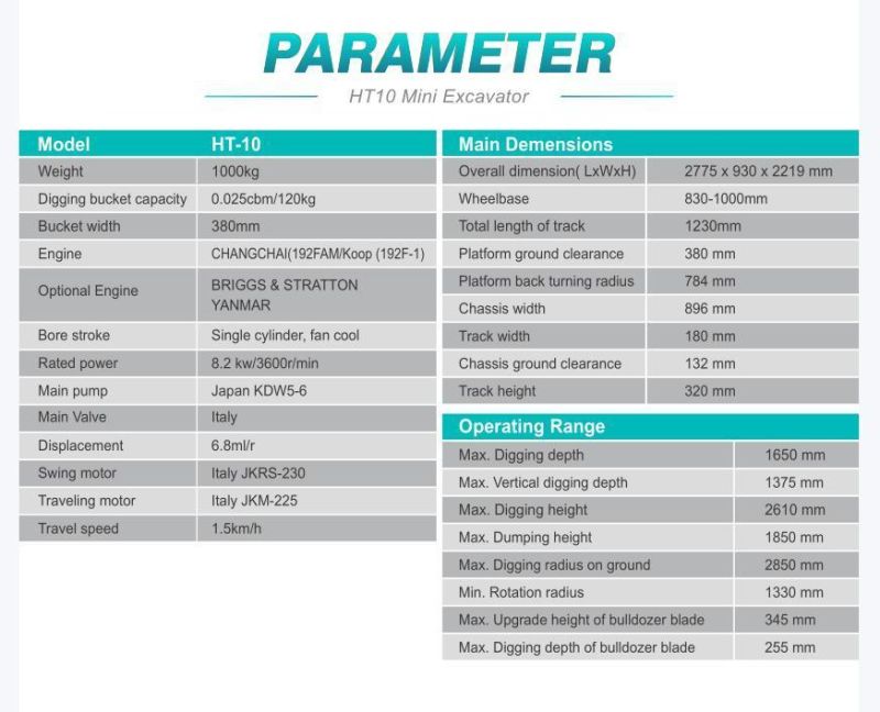 Ht-10b New Fast Delivery Mini Hydraulic Excavator with CE & ISO