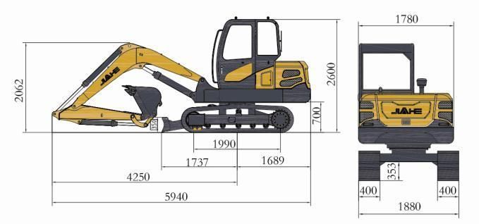 6.5 Ton Small Digger Hydraulic Crawler Excavator Mini Excavator with 0.21cbm Bucket