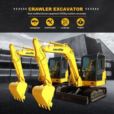 High Quality New 6 Ton Multifunction Mini Crawler Excavator Price for Sale Diesel Digger for ATV