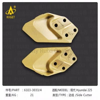 61e3-3034/3033 Hyundai R210 Series Bucket Side Cutter, Excavator and Loader Bucket Digging Tooth and Adapter, Construction Machine Spare Parts