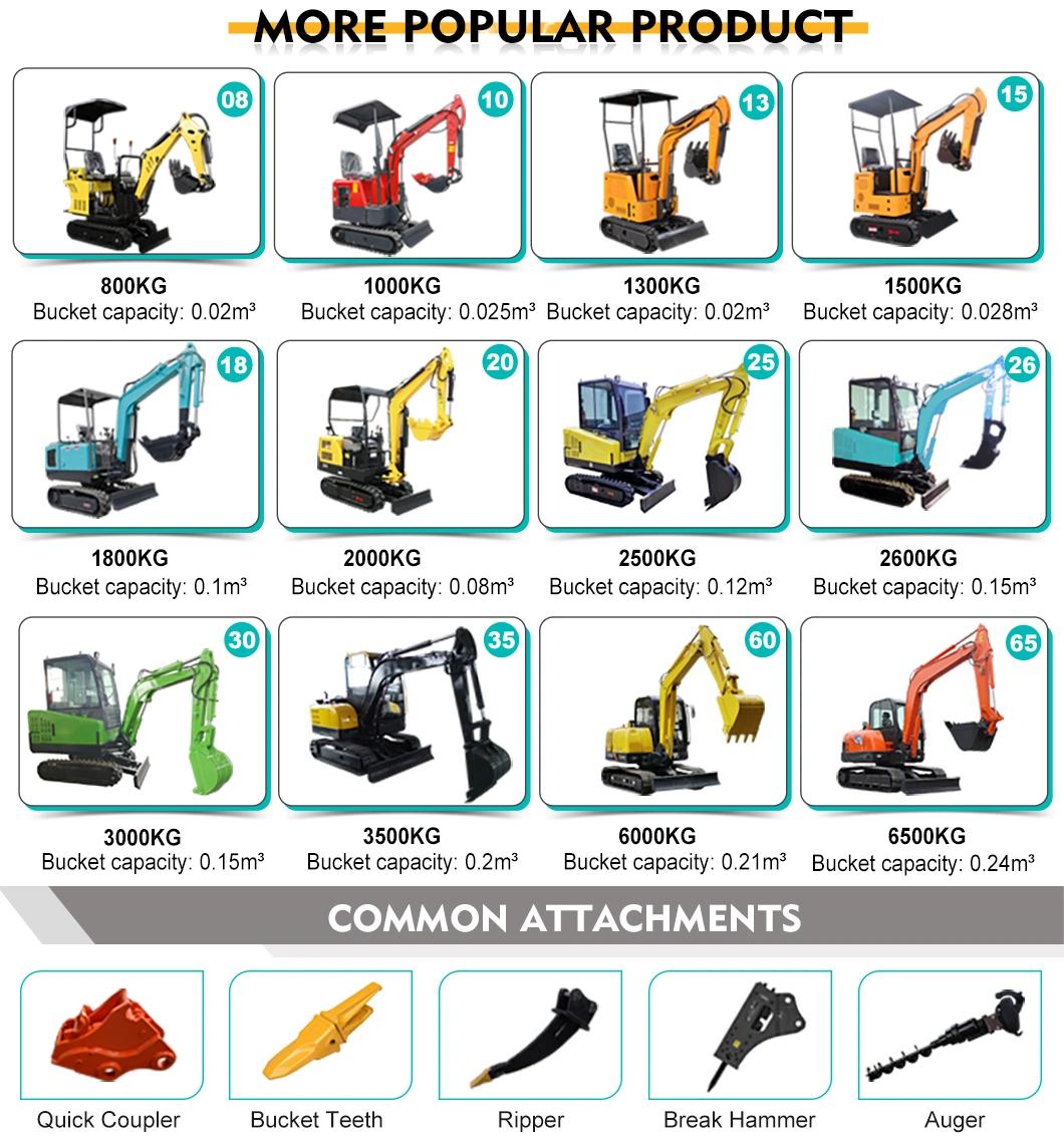 Chinese New Design Upgraded Version 0.8 Ton 1 Ton 1.5 Ton 2 Ton New Micro Digger Machine Mini Excavator Accept Customized for Sale
