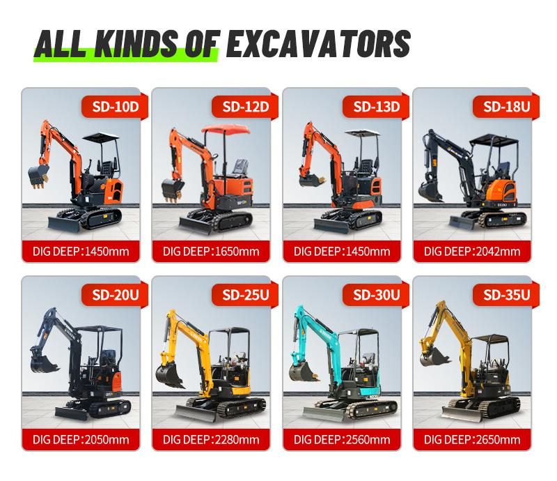 2022hot Popular 800 Kg Crawler Small Digger Mini Excavator with EPA Euro 5 Engine Farm Garden Used