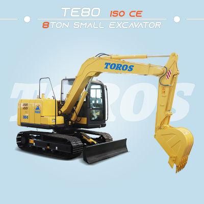 Cold&Warm Air Conditioner Supply Toros Te80 8ton New Hydraulic Crawler Excavator with Yanmar &amp; Lsuzu &amp; Cummins Engine for Choice