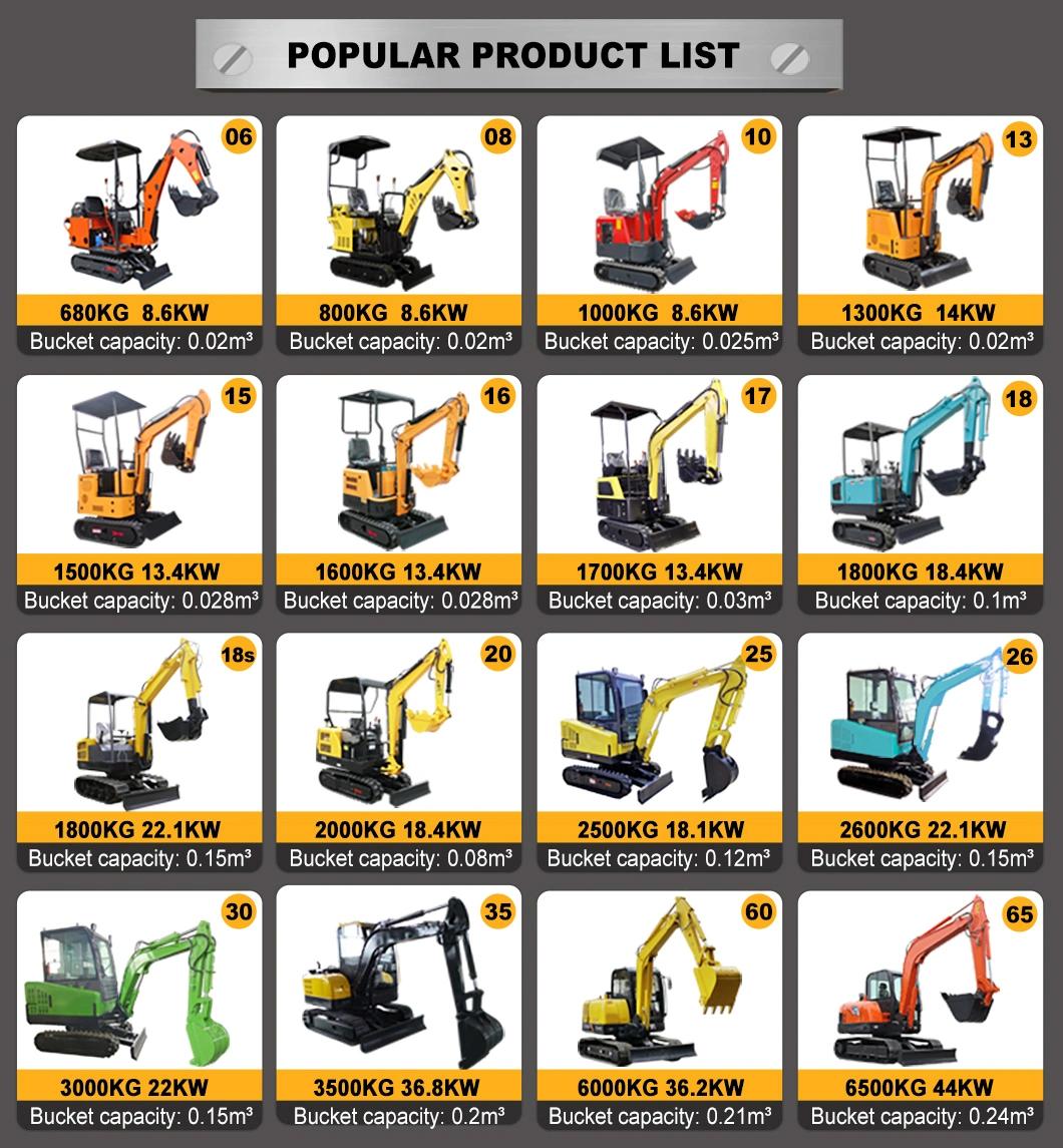 Intelligent Control Chinese Hydraulic Mini Excavator Machine 1t 1.5t 2t 2.5t 3t 3.5t 5t 6t Micro Excavator Spares Farm Digger for Sale