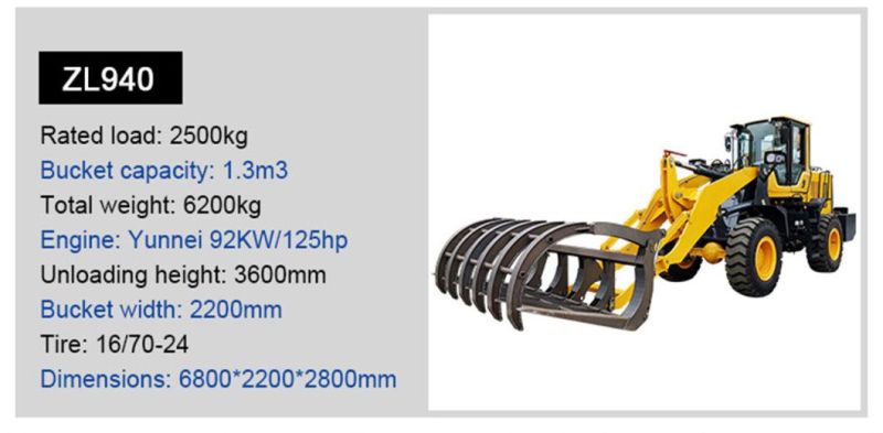 China Small Tractor Front End Wheel Loader Payloader Machine Mini Loader Price List with Attachments for Sale