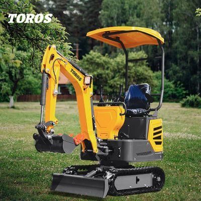China Mini Excavator 1.2t Small Digger 1 Ton Excavator with Rubber Track