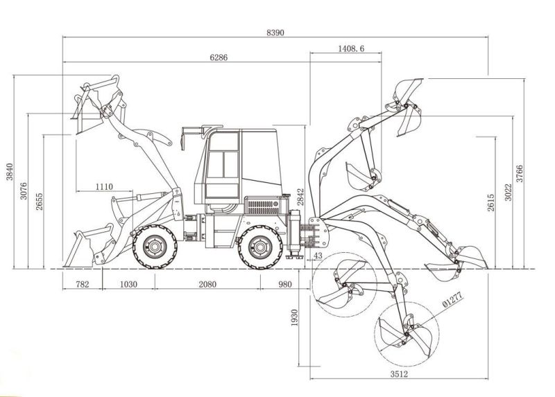 China Manufacturers Wolf 4WD Compact with CE/Yanmar Engine Cabin/1m3 Capacity/Bucket Wz45-17 Best Backhoe Loaders for Small/Mini/Sales/Construction