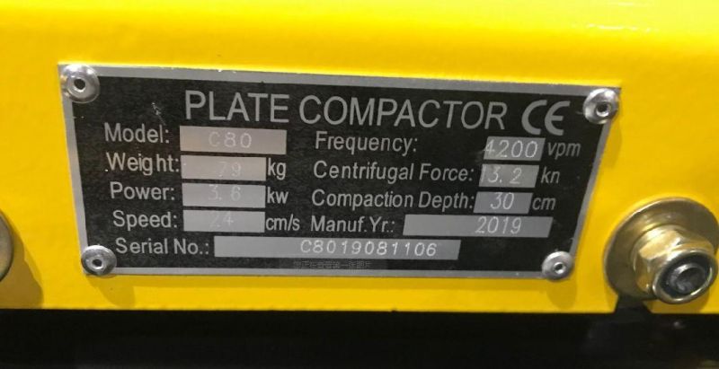 Pme-C80 15kn Plate Compactor Portable Tamping Power by Honda Gx160