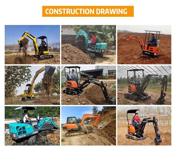 New Design SD30u 1ton 2ton 3ton Mini Excavator Hydraulic Rubber Crawler Excavator Earth Moving