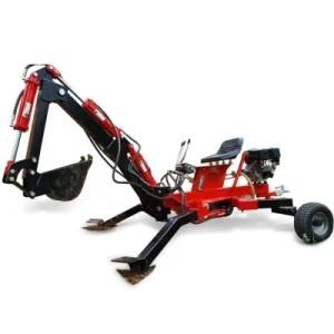 Chinese 15HP Gasoline Engine Mini Towable Excavator Backhoe with 2 Wheels