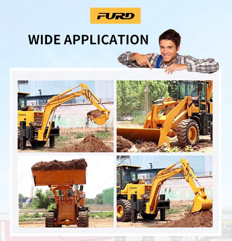 High Efficiency Digger Loaders 4WD Wheeled Backhoe Loader