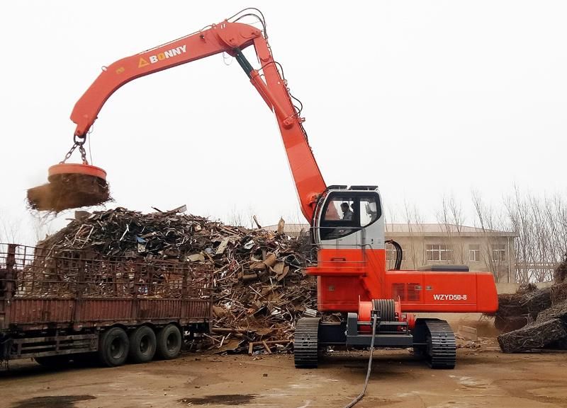 Bonny 50ton Electric Hydraulic Material Handling Machine Handler on Track for Scrap and Waste Recycling