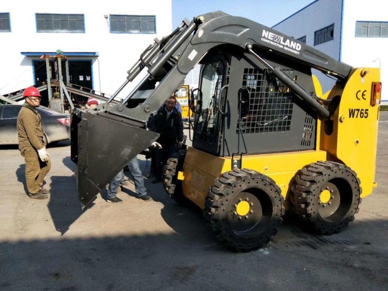 China 65HP Newland W765L Wheel Skid Steer Loader for Sale with Rated Load 550kg