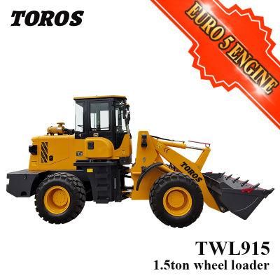 Chinese Cheap Mini Twl915 1.5ton Articulated Hydraulic Crawler Front End Wheel Loader for Sale
