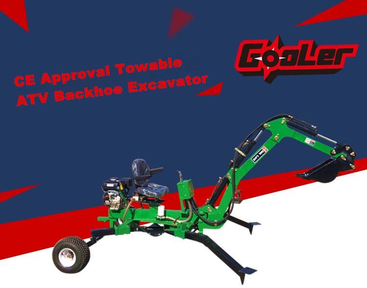 Ce Approved Small ATV Towable Ride-on Trencher Excavator with Kohler Engine