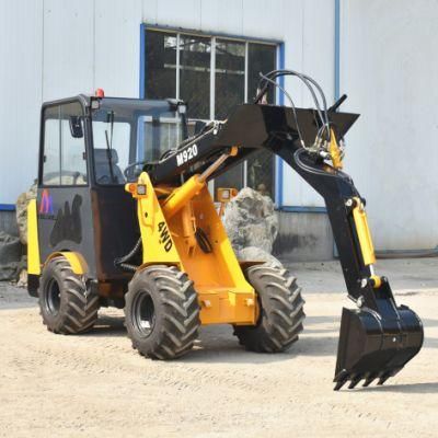 2 Ton Hydrostatic 4X4 Mini Wheel Loader with Swing Arm Backhoe