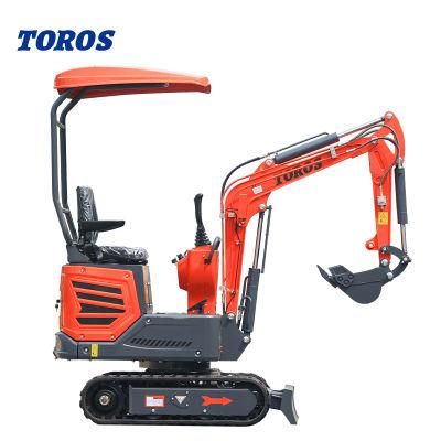 Mini Excavator Small Digger 1.2 Ton 1 Ton Micro Digging Machine with Attachments