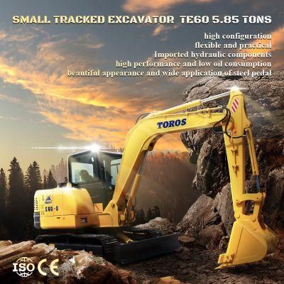 Hot Sale China 6 Ton 5585kg Cheap Kubota/Yanmar Engine Mini Cabin Excavator Digger with Closed Cabin/Hydraulic/Crawler/CE/Construction