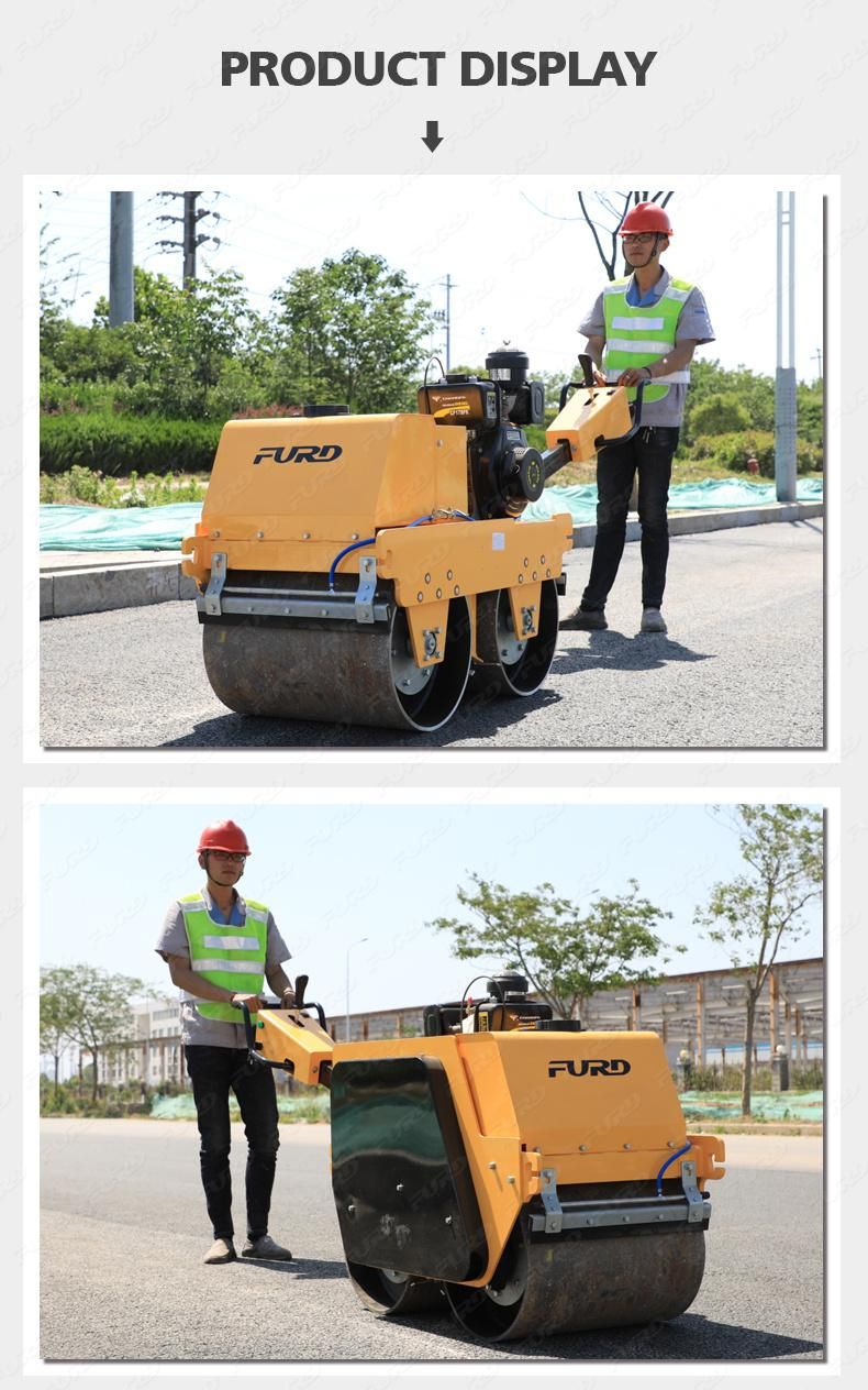 Fylj-S600 550 Kg Hydraulic Walk Behind Mini Double Drum Compactor Road Vibration Roller