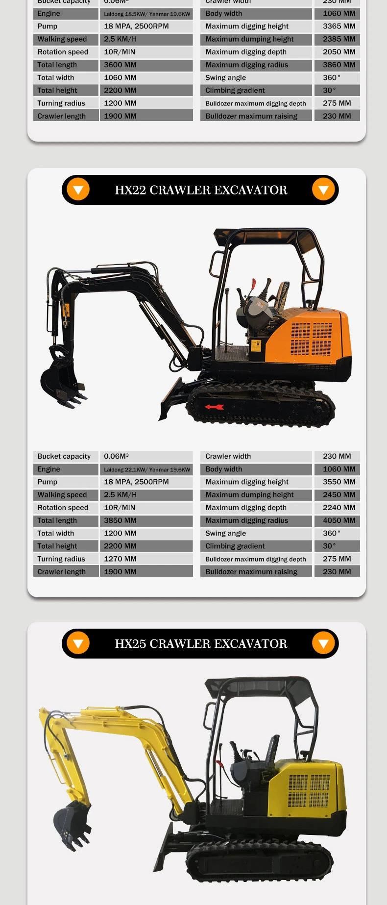 0.8 Ton 1 Ton Mini Excavator Yanmar Small Micro Digger Crawler Hydro Compact Bagger Cheapest Trench Home Household Excavator for Sale