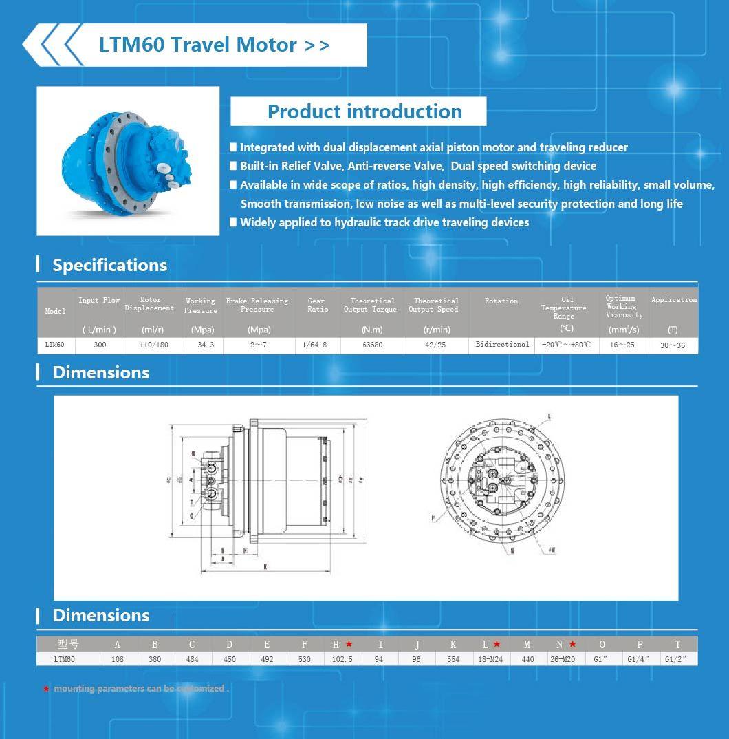 Track Motor Used to 30 Ton Excavator Kobelco 350-8 (Kyb-180vp-6000)