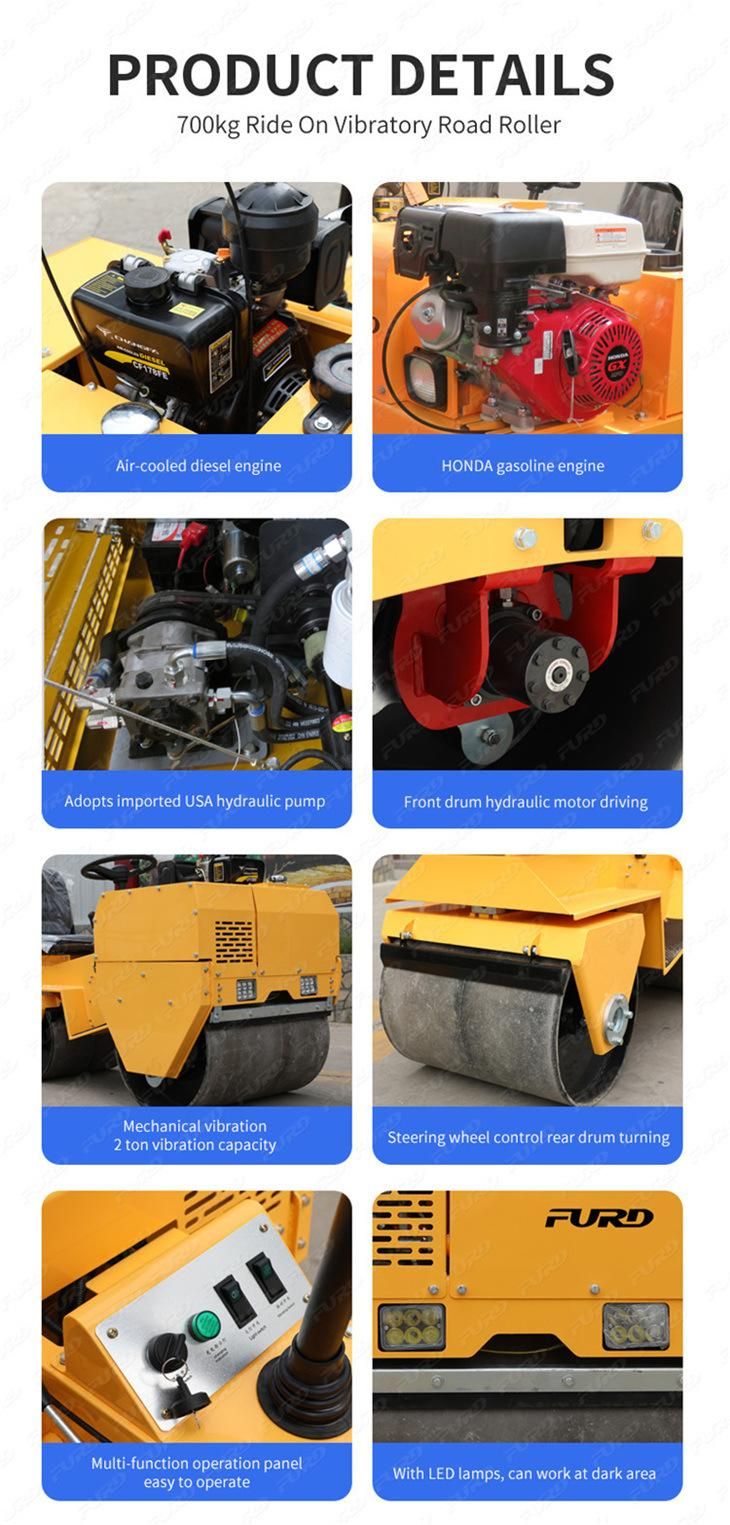 Cheap Price 700kg Two Wheel Road Roller Machine for Sale