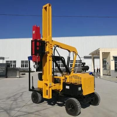 Self-Propelled Hydraulic Piling Machine Used for Guardrail Column