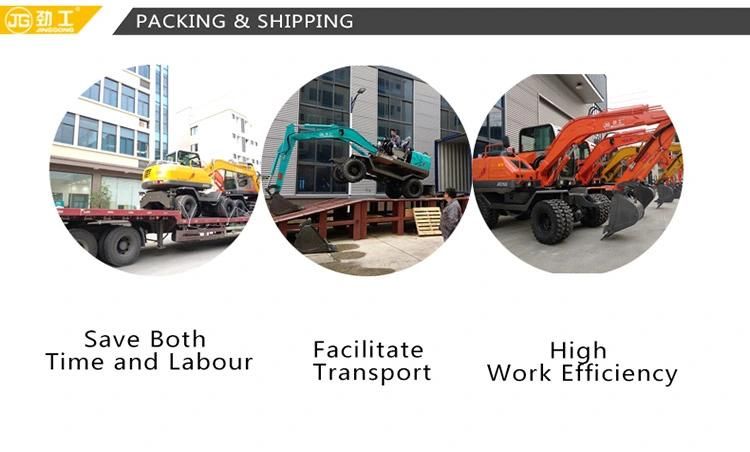 Construction Machinery 8ton Mini Digger Full Hydraulic Transmission Drive Wheel Excavator