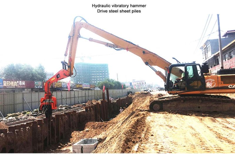 Construction Machinery Pile Driving Equipment Excavator Hydraulic Vibratory Pile Driver Attachment for Round Pile/Square Pile/Bucket Pile