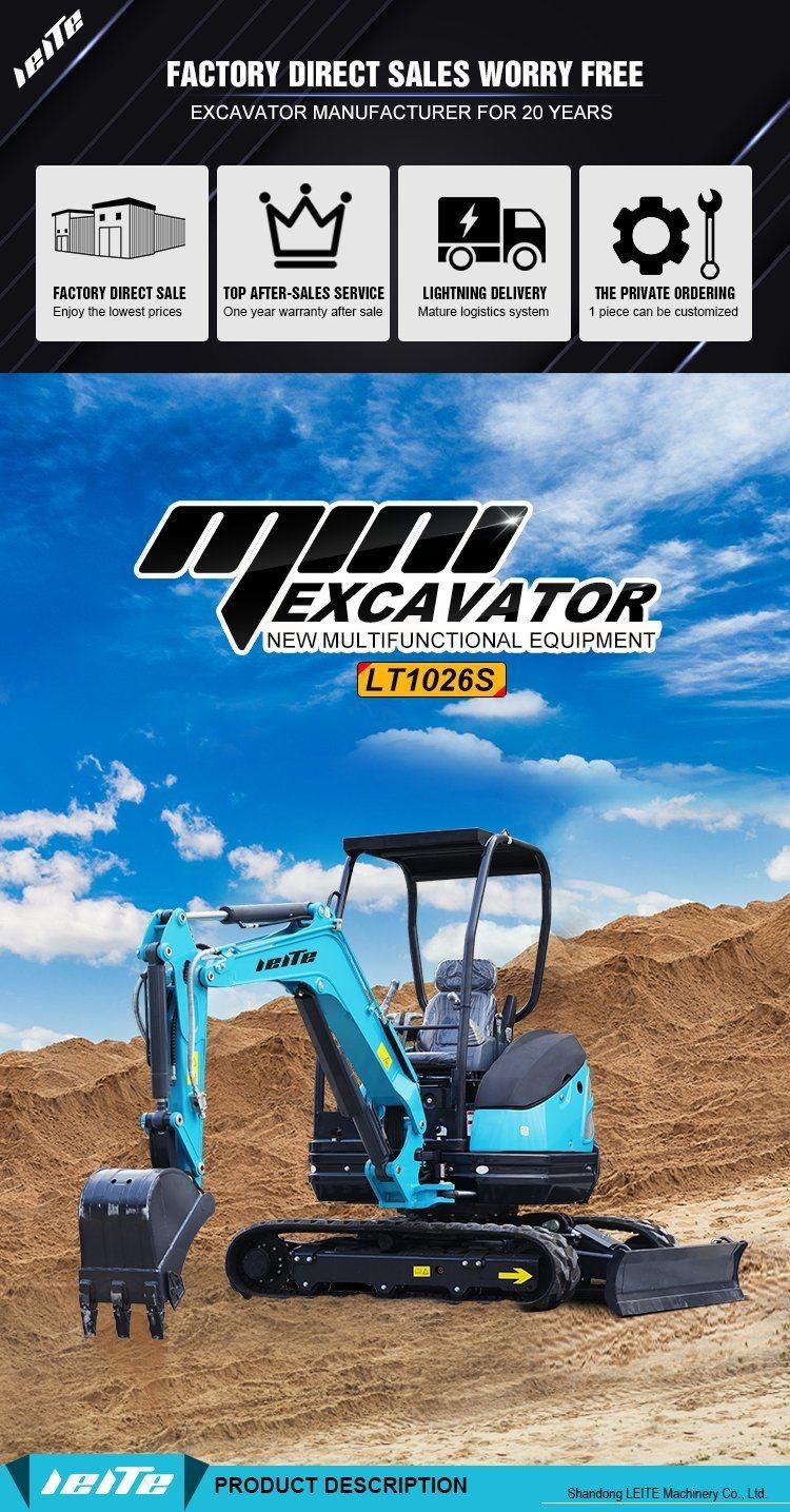 Good Quality Cheap Excavator with Rubber Track Mini Excavator Garden 2t