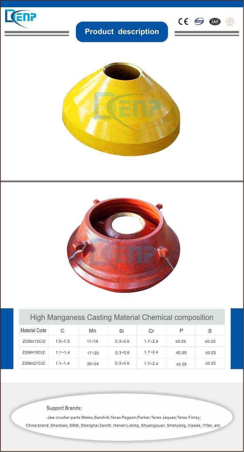 Mn18cr2 Cone Crusher Spare Parts Concave and Mantle