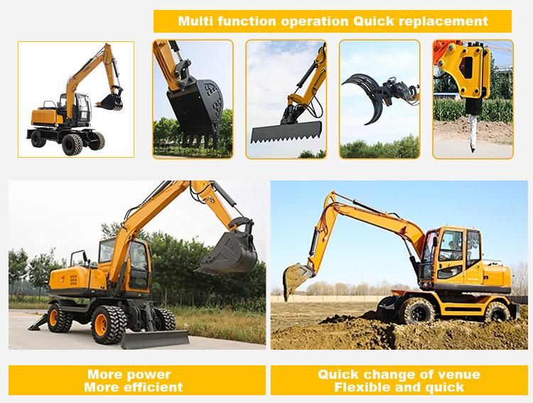 Ltmg Construction Equipment Excavator 7 Ton 10 Ton 12 Ton 15 Ton Hydraulic Wheel Excavator with Quick Hitch