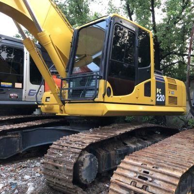 Used Komatsu PC220 Crawler Excavator with Hydraulic Breaker Line and Hammer in Good Condition