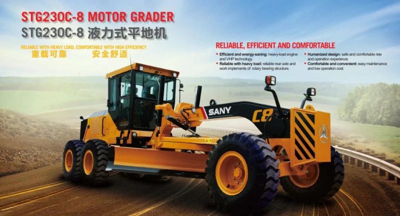 Stg230c-8 230HP Small Motor Grader with Front Blade