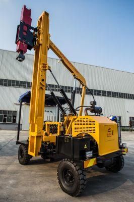 Install Attachment Pile Driver for Highway Guardrail Construction