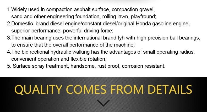 Double Drum Road Roller 20kn Gasoline/Diesel Engine Hand Operated Road Roller