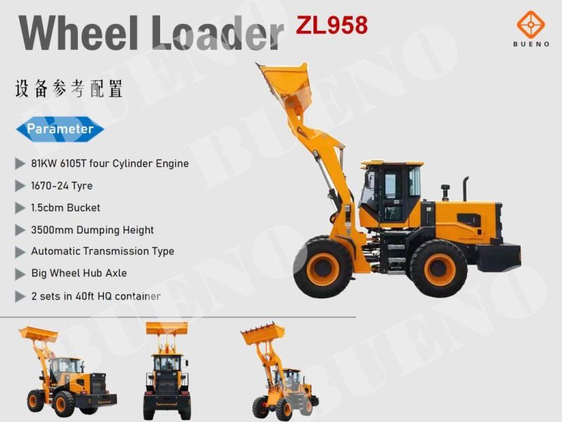 Bueno Brand New Strong Wheel Loader (ZL920) with CE Certificate