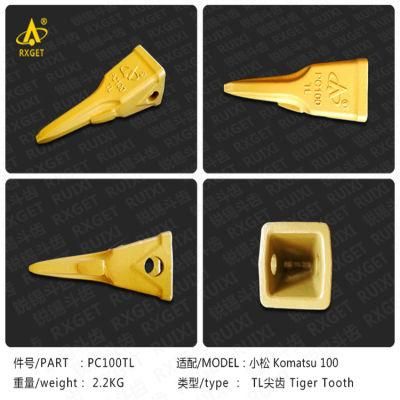 PC100tl Tiger Long Series Bucket Tooth, Construction Machine Spare Parts, Excavator Bucket Teeth