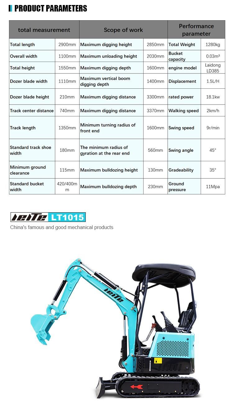 Chinese Mini Excavator Prices 1 Ton 2 Ton 3 Ton Leite High Quality Excavator Mini Digger Free Shipping